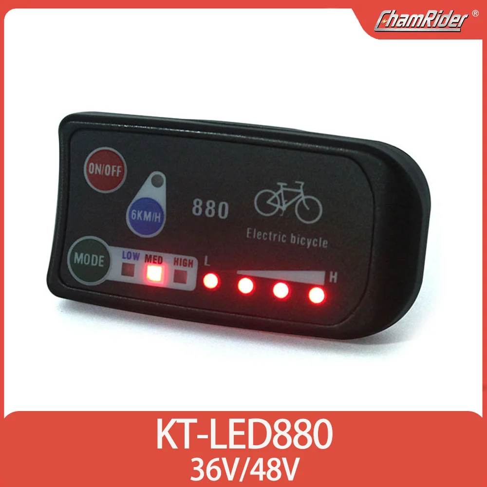 ChamRider-Electric Bike Control Panel Display for KT Controller, KT Controller, LED, LED880, 36V, 48V