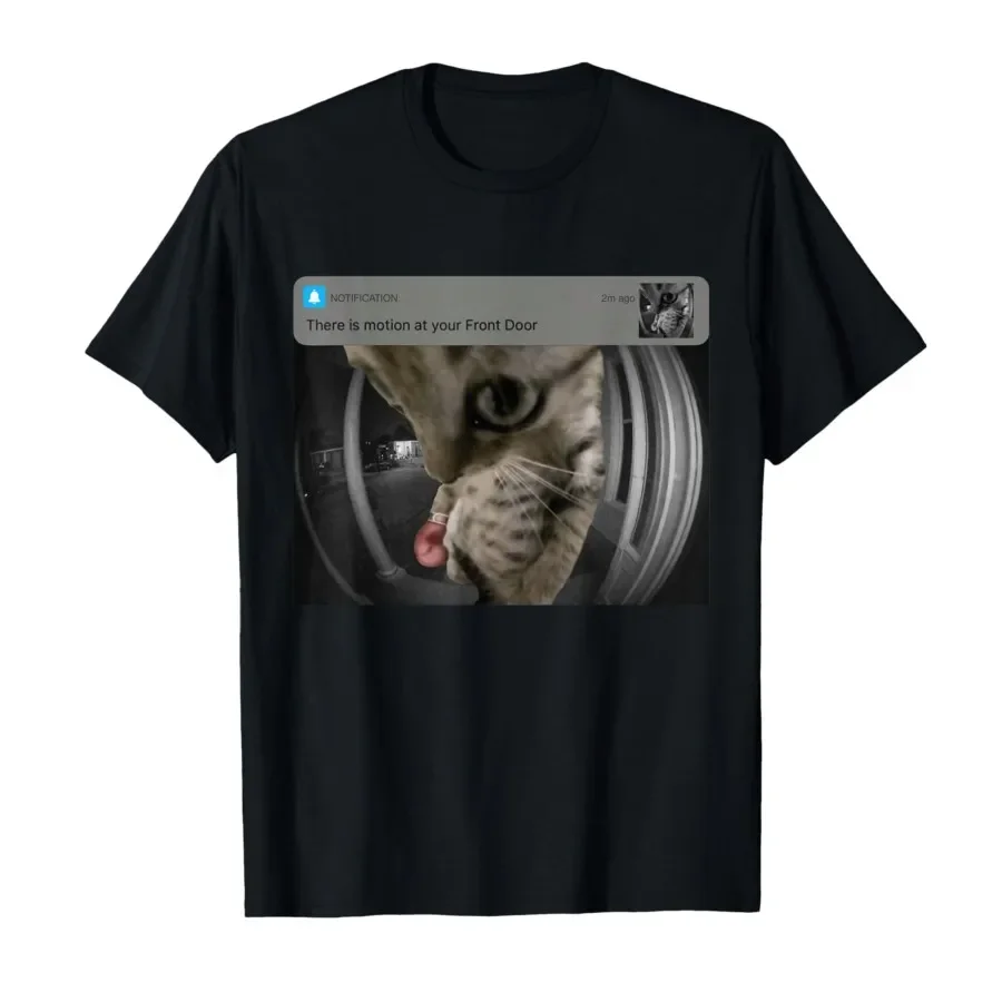 

Funny Cat Motion Front Door Meme Boxing Kitty Design T-shirt For Men Women 100% Cotton T Shirts Short Sleeve Tops 0406-2