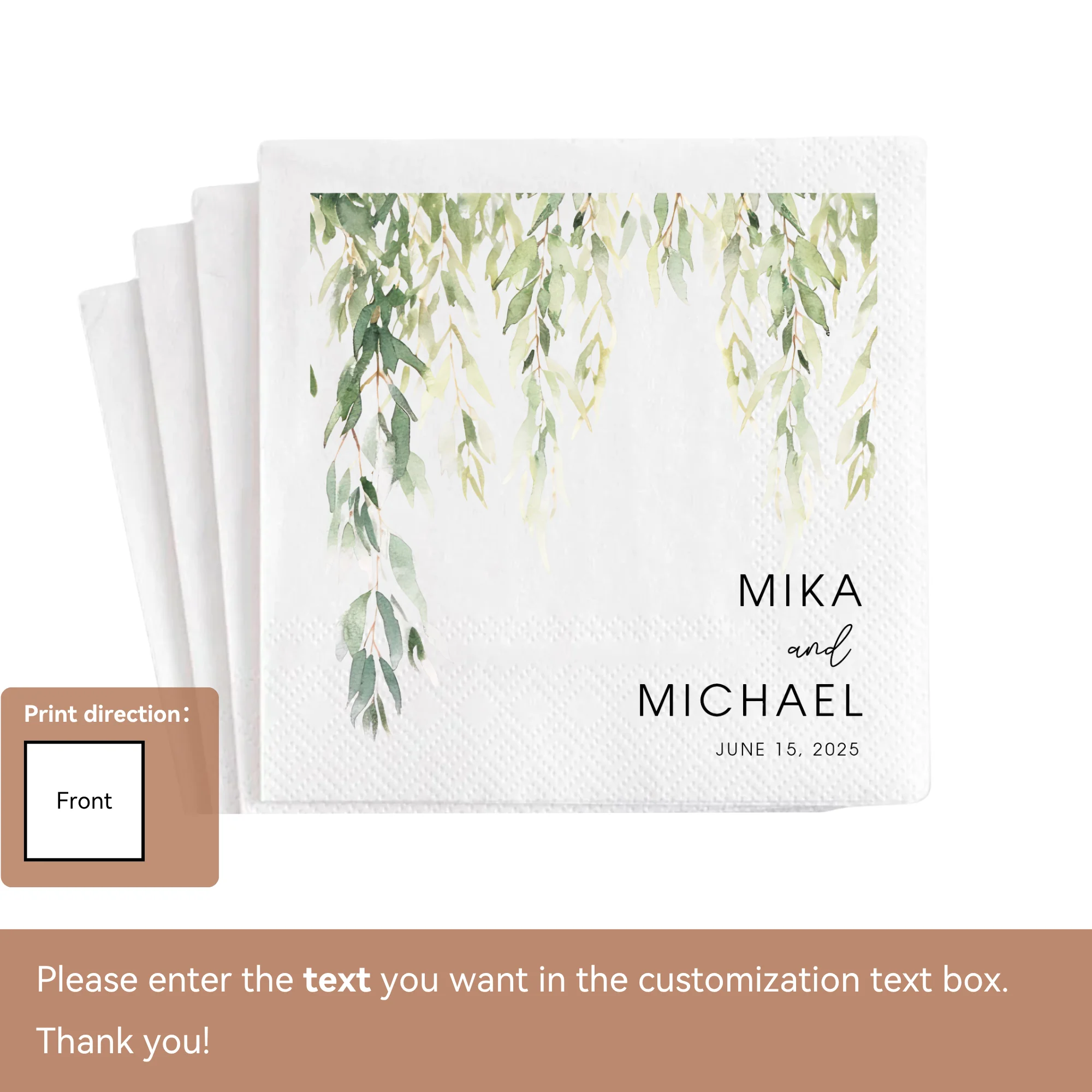Personalisierte Hochzeits-Papierservietten, 20–500 Stück, individuelle Monogramm-bedruckte Servietten für Hochzeit, Cocktailparty, Jahrestag, Dekoration – Detail 14