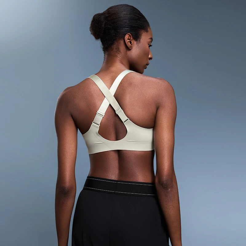 حمالة صدر رياضية نسائية بسحاب من قطعة واحدة مقاومة للصدمات وأشرطة كتف قابلة للتعديل ومضادة للترهل ملابس داخلية لليوجا وظهر جميل