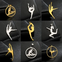 EUEAVAN 5pcs Stainless Steel Sport Charm Gymnastics Charms for Jewelry Making DIY Pendant Necklace Earrings Accessories Gift