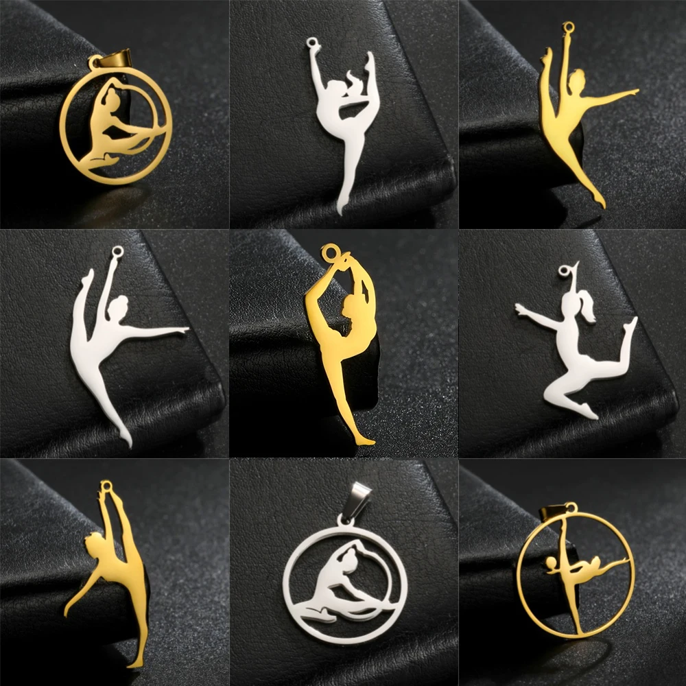 EUEAVAN 5 sztuk ze stali nierdzewnej Sport Charm gimnastyka Charms do tworzenia biżuterii DIY wisiorek naszyjnik kolczyki akcesoria prezent