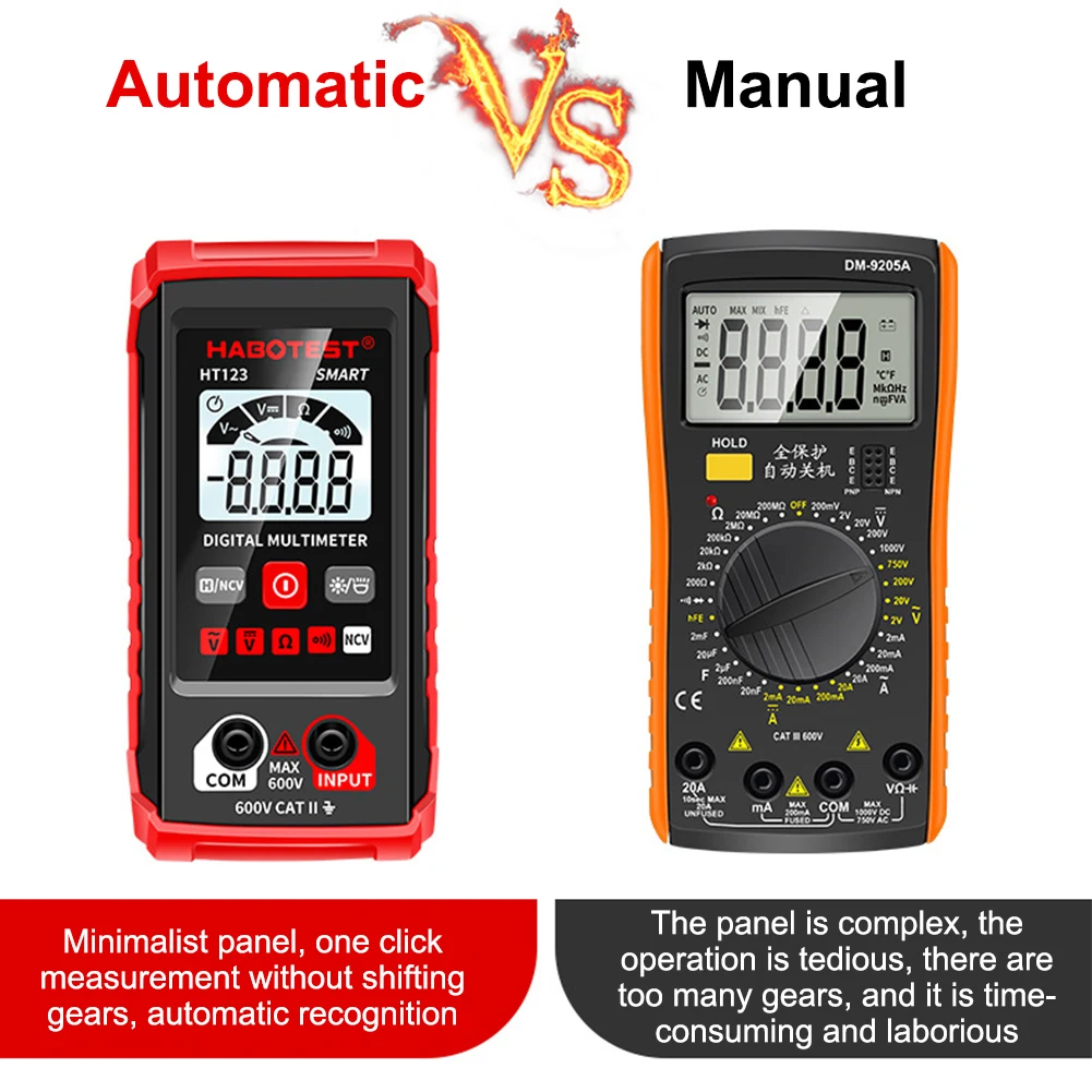 Huabo HT123 fully intelligent digital multimeter, no need for gear shifting, small mini, fully automatic recognition