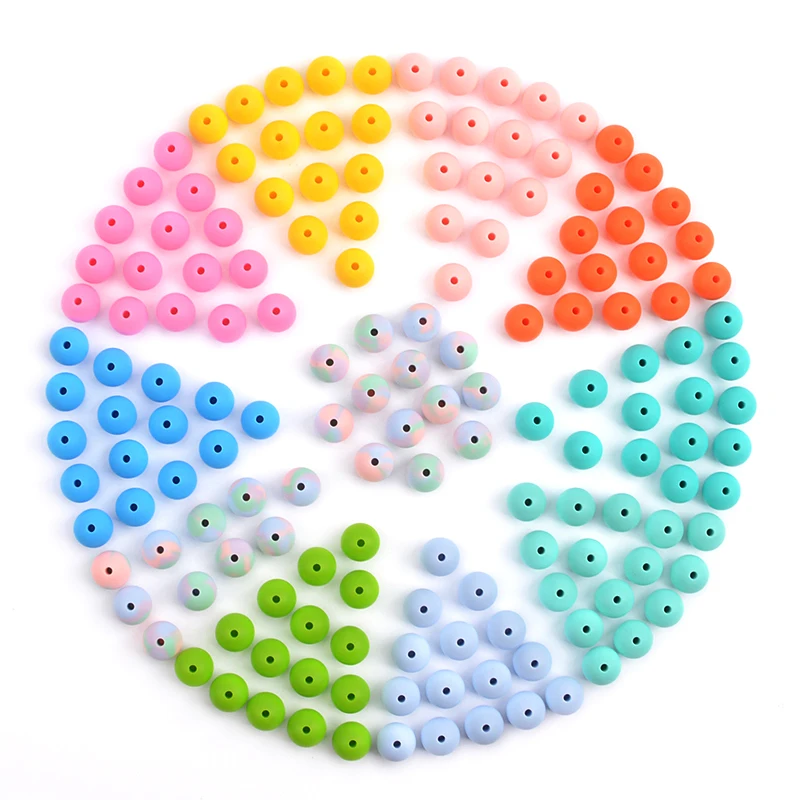 LOFCA 15mm 20pcs Silicone Beads food grade silicone Teether Round Beads Baby Chewable Teething Beads silicone teether for diy