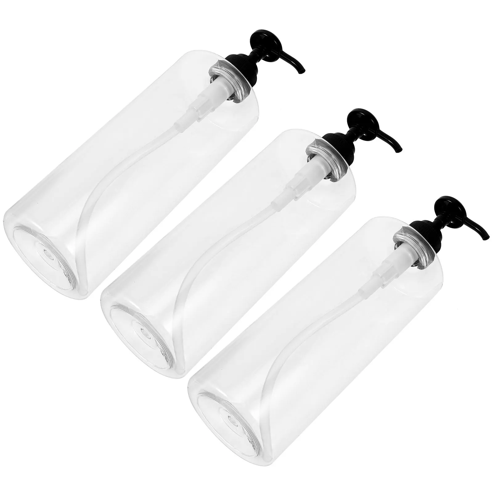 3Pcs Press Pump Bottle Transparent Reusable Shower Gel Subpackaging Bottle Soap Lotion Hand Container for Bathroom