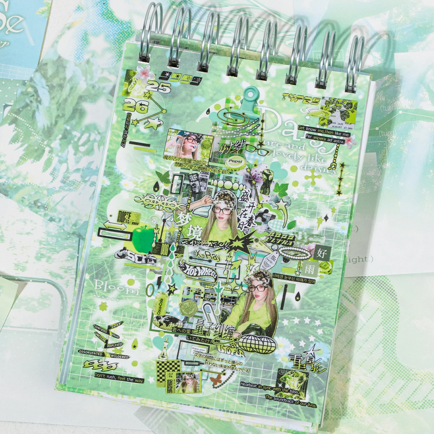 192 sheets Daytime Dream Language Series Writeable Paper Coil Sticker Book DIY Journal Photo Frame Scrapbook Diary Collage Decor