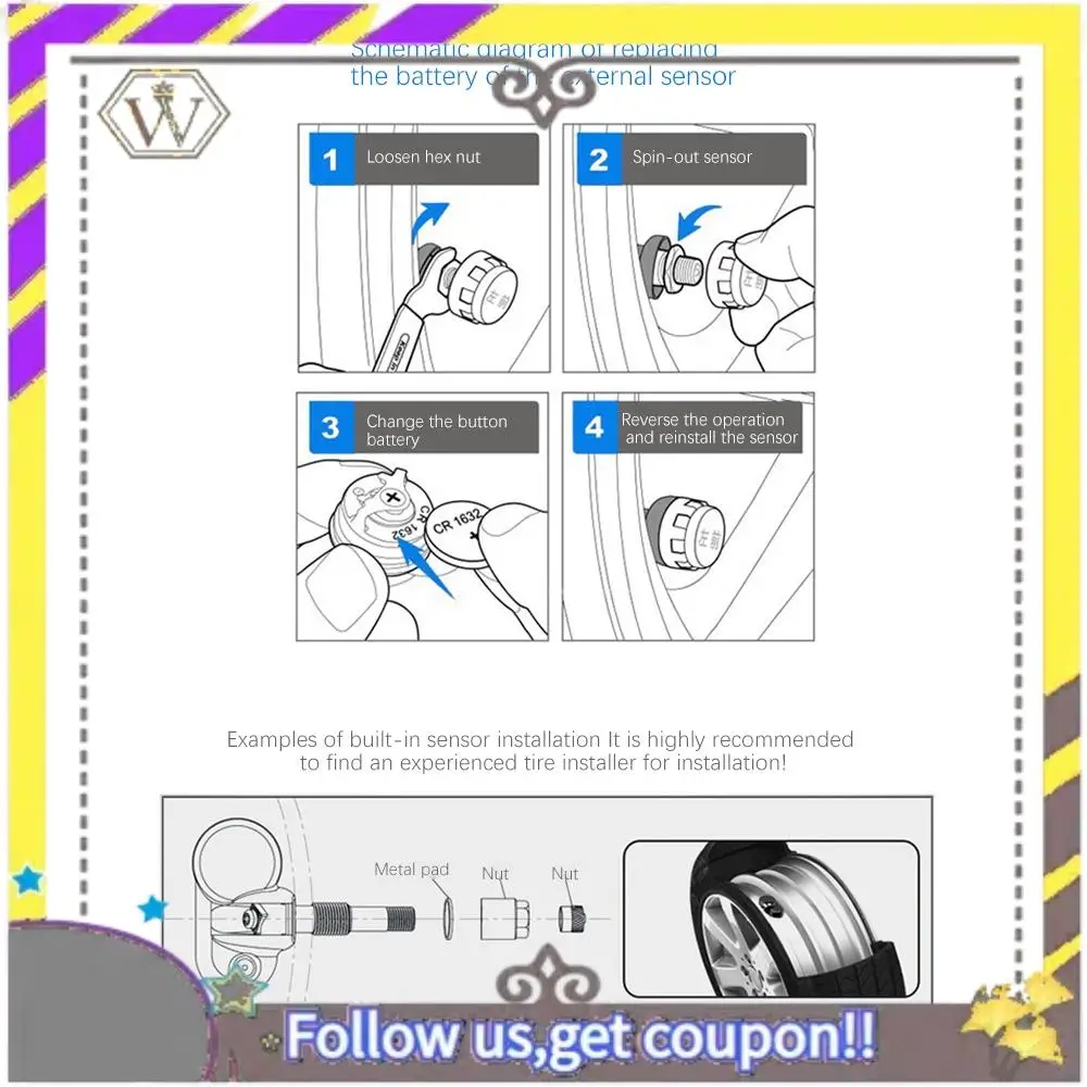 

L38A-Car TPMS Tire Pressure Monitor Solar External Sensor Tire Pressure Alarm Monitoring System Control Spare Tire