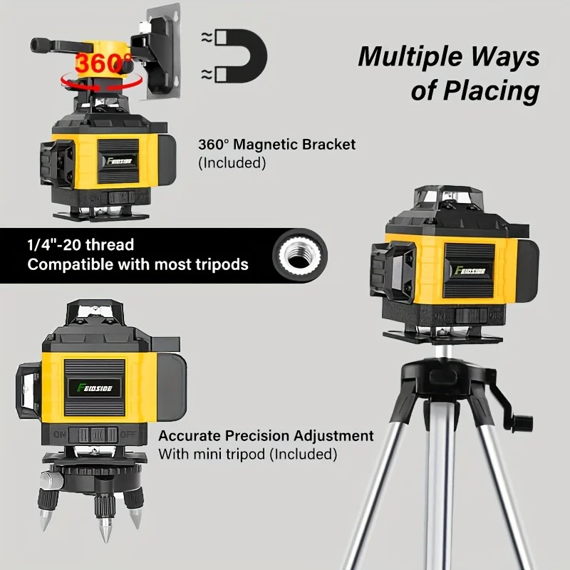هيلدا 16 خط مستوى ليزر احترافي 4x360 ° أداة مستوى الليزر ذات الخط المتقاطع الأخضر للبناء وتعليق الصور مع البطاريات #2