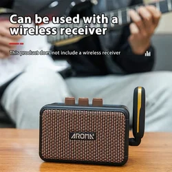 AROMA 5W Electric Guitar Amplifier Desktop Speaker Clean and Overdrive 2 Sound Effects Support BT/Headphone Connection 6.35mm