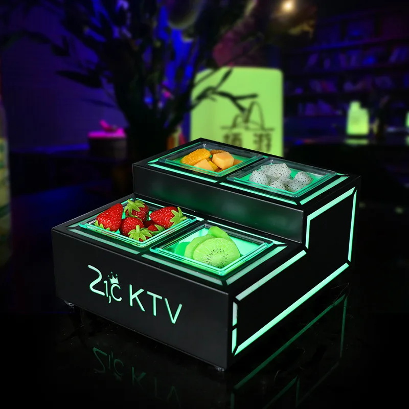 Bar supplies KTV special luminous fruit plate wrought iron four-grid double-layer creative snack plate fruit snack platter rack