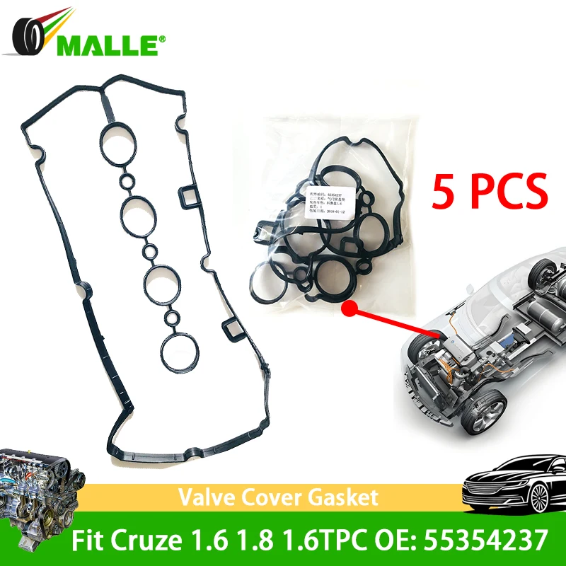 

Engine Valve Cover Gasket 5 Pcs Fit 1.6L 1.8L For Chevrolet Cruze Orlando Sonic Aveo 5 Pontiac G3 Vauxhall PP/PB/PC OE 55354237
