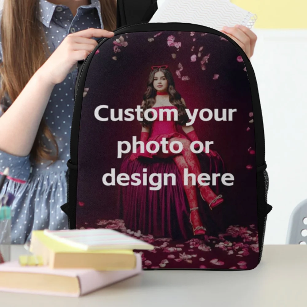 Custom Photo Backpack Personalized DIY Image Print 17 Inch Laptop Bookbag Casual Travel School Backpack for Boys Girls Teens