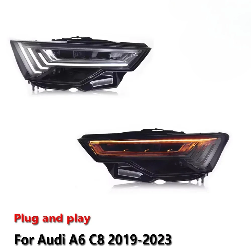 

Car LED Headlight Assemblies For Audi A6 C8 2019-2023 Fog DRL Brake Turn Signal Lamp Plug And Play