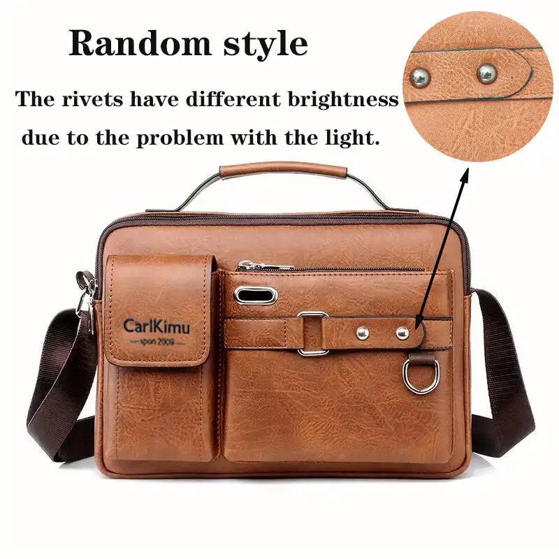 Atmungsaktive, leichte Vintage-Umhängetasche für Herren, stilvolle Leder-Sling-Tasche mit Reißverschluss für Arbeit, Reisen und den täglichen Weg zur Arbeit – Detail 7