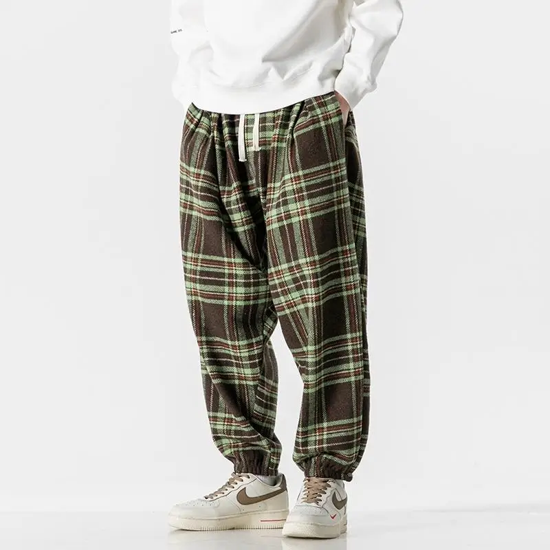 Pantalones bombachos de forro polar para hombre, pantalón de chándal con cintura elástica holgado, grueso, estilo Harajuku, ropa de calle