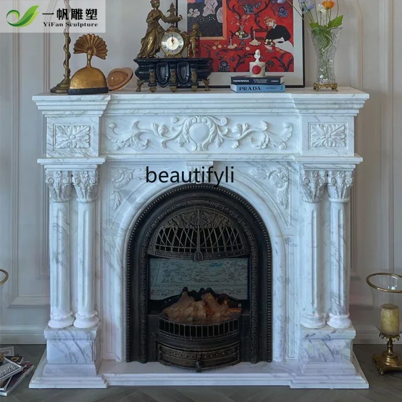 

P French marble fireplace stone carving fireplace marble fireplace living room decorative cabinet