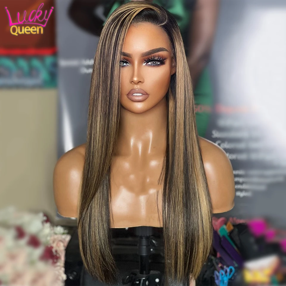 

Highlight 13x6 Straight 180 Density Lace Front Wig Human Hair P1B/27 Pre Plucked 13x4 Lace Frontal Wig Human Remy Hair For Women