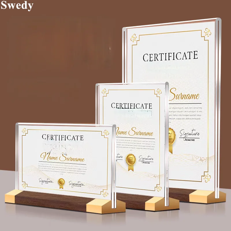 4 Pieces A5 148x210mm Wood Table Menu Paper Holder Sign Holder Display Stand Price Label Holder Photo Picture Poster Frame