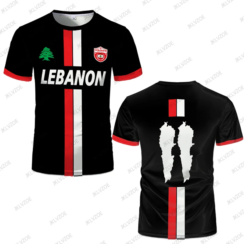 لبنان كرة القدم جيرسي الاطفال/الكبار تي شيرت فاخر الرقمية المطبوعة الرياضة أزياء كرة القدم الرجال العلم اللبناني الملابس رداء علوي غير رسمي
