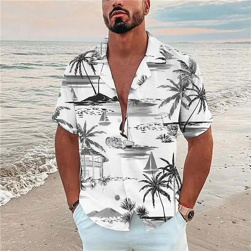 New Vacation Hawaiian Shirt For Men Shirts 3d Print Short Sleeve ocean Harajuku Streetwear Summer Man Clothing