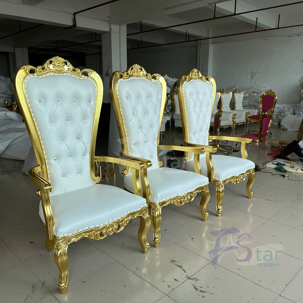 

2pcs Good Sales High Back Party Events King Queen Bridal Throne Chairs Wedding Decoration Bridal Chair Wedding Latest