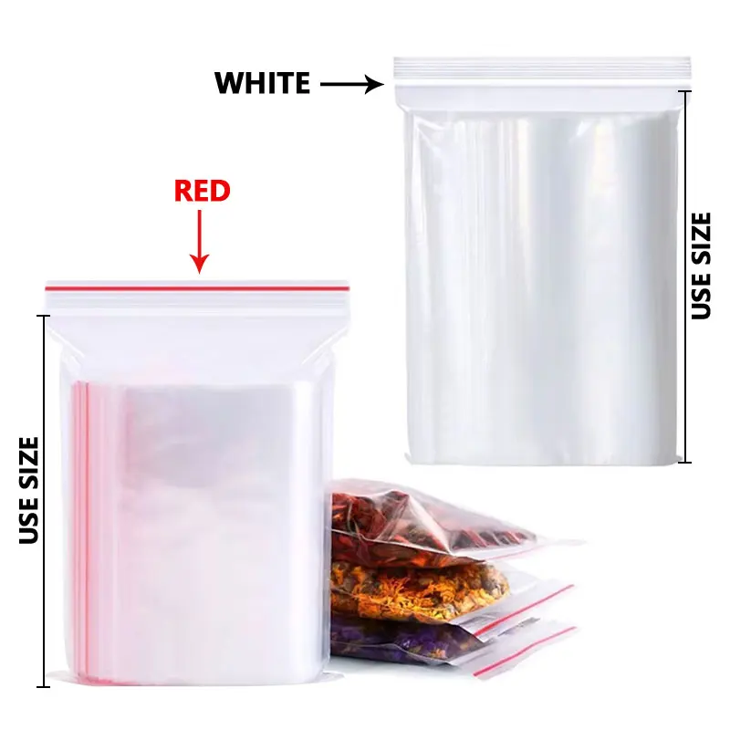 100Pcs Thicken Zipper Bags Clear Plastic Hermetic Storage Bag for Small Jewelry Food Packing Reclosable Ziplock Sealing Bags