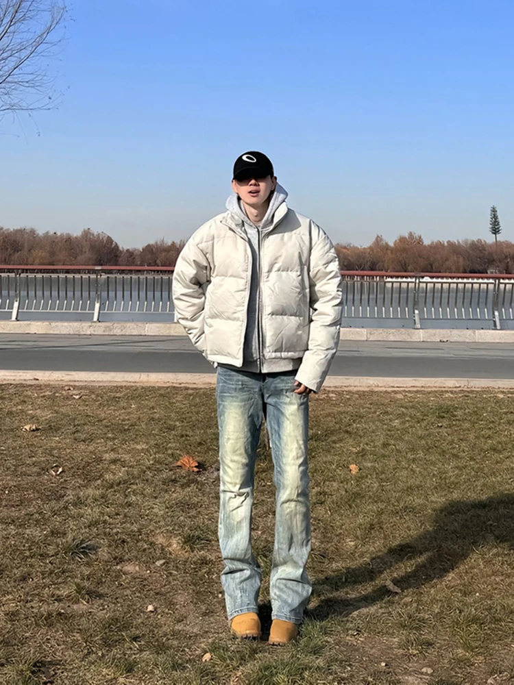 

Мужские джинсы Cleanfit Vintage Blue Washed: прямые, зауженные, слегка расклешенные, из смесового хлопка и полиэстера, в стиле High Street