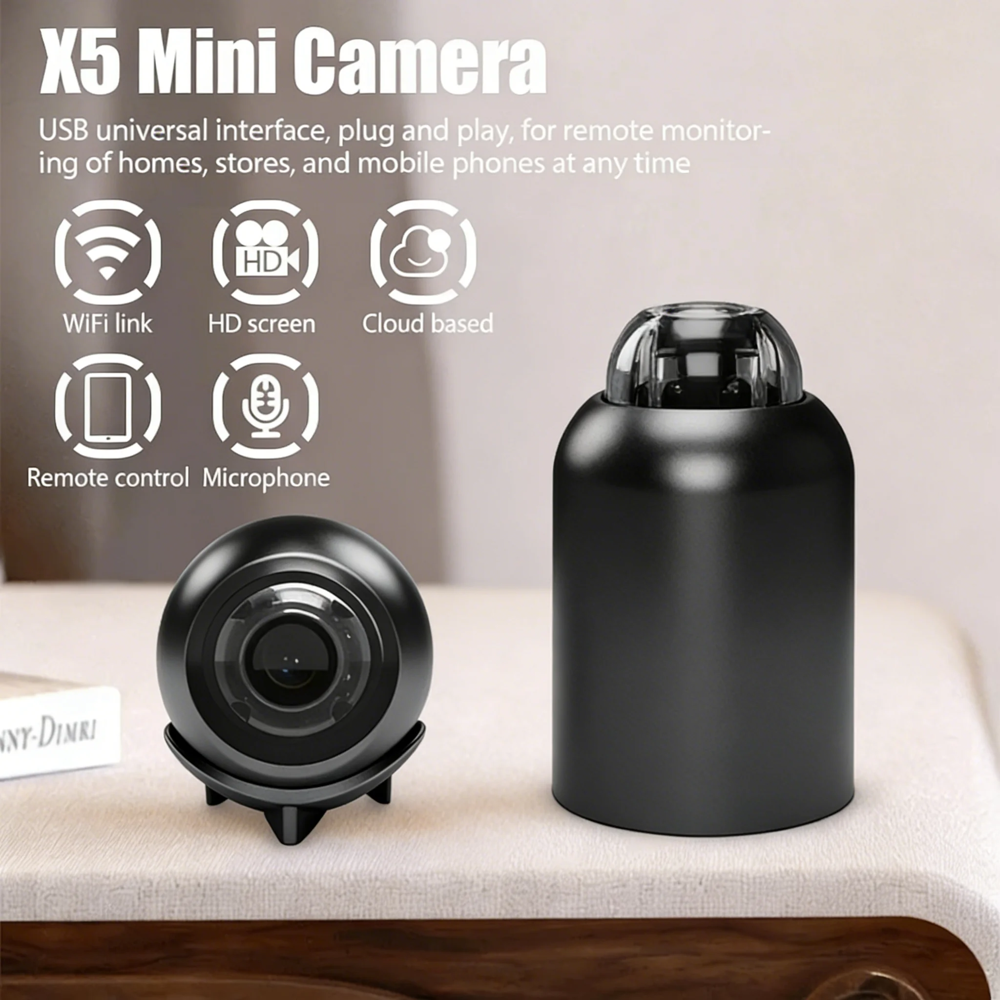 

1080P HD Mini Camera WiFi Wireless HD Night Vision Camera Home X5 Remote Camera Kids Pet Safety Monitoring