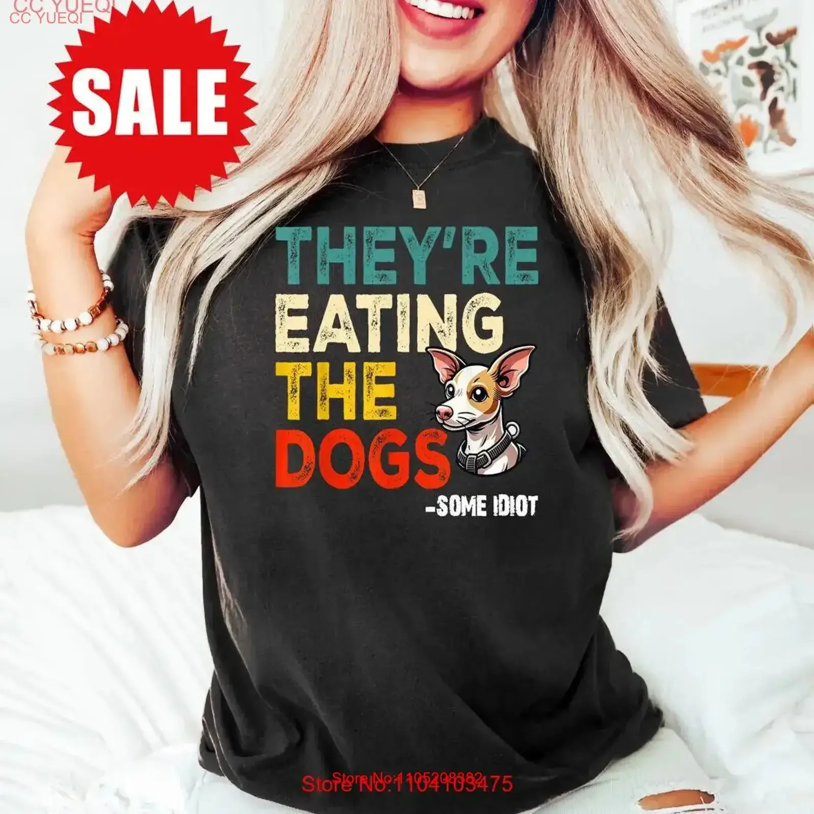 

Футболка «Они едят собаки и кошки» J61622, винтажный стираный топ для повседневной носки, удобная домашняя универсальная уличная одежда с графикой