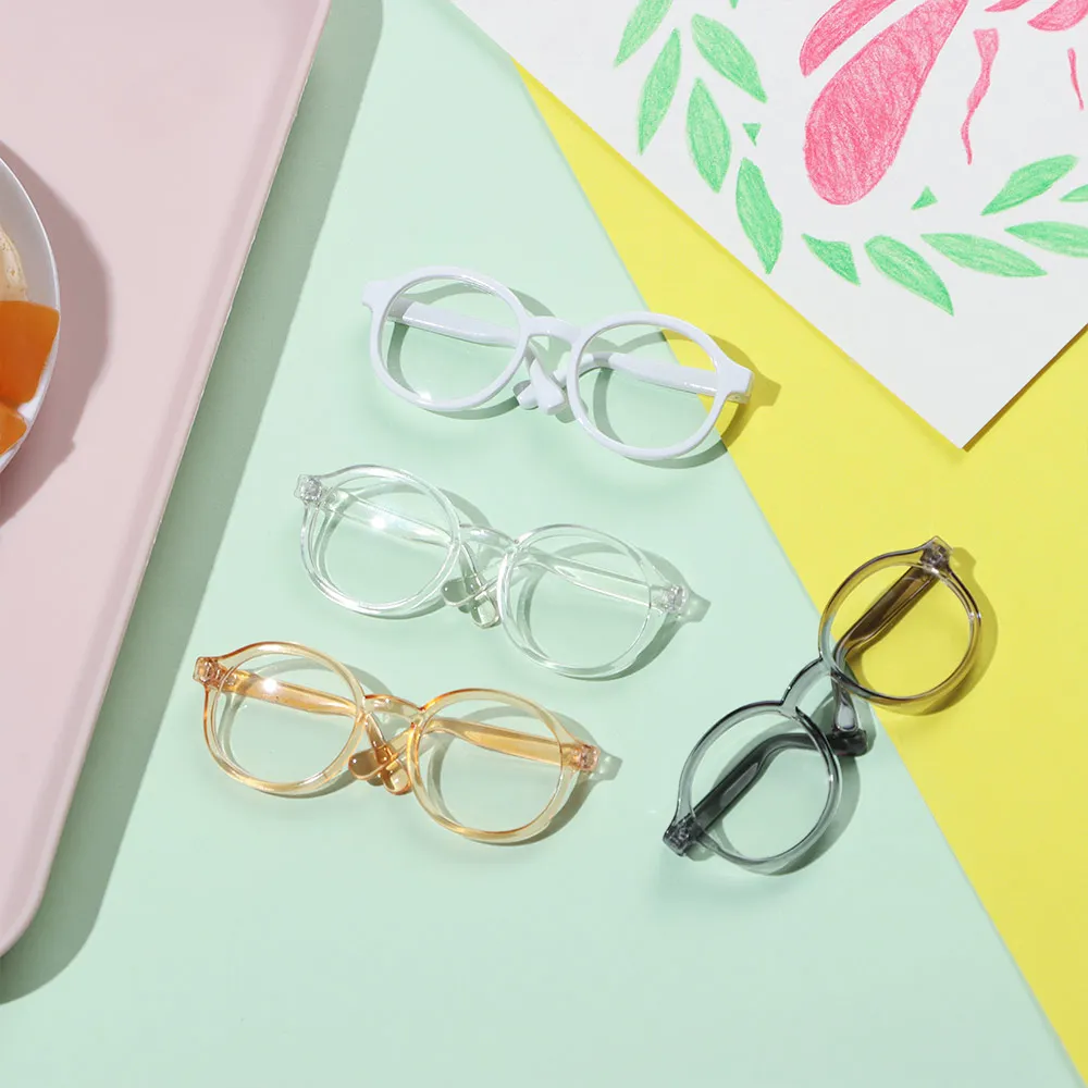 9cm Round Frame Miniature Eyewear Clear Lens Candy Color Eyeglasses Style For Blythe Doll Accessories Plush Doll Glasses