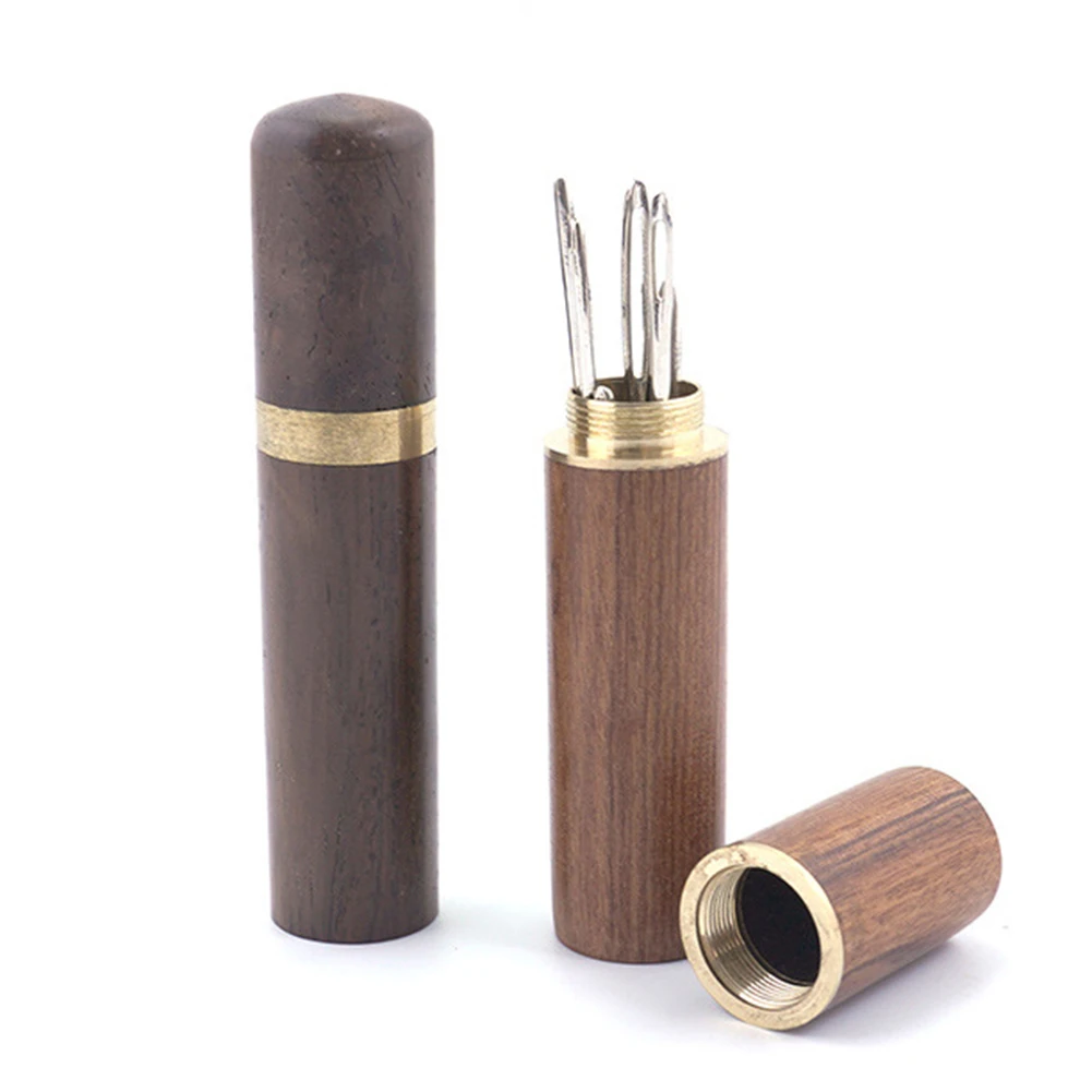 Hand Sewing Needle Storage Tube DIY Wooden Box Sewing Needle Needles Storage Case Toothpick Holder Box