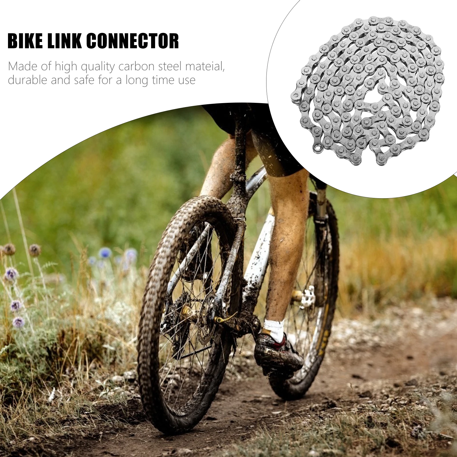 

Bicycle Chain Carbon Steel Lightweight Reusable Durable Easy to Install Disassemble Clean Portable Practical Transmission Bike