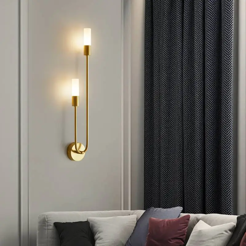 

New Nordic Living Room Background Wall Light, Bedroom Bedside Light, Double Head Balcony Corridor Creative Decorative Wall Light