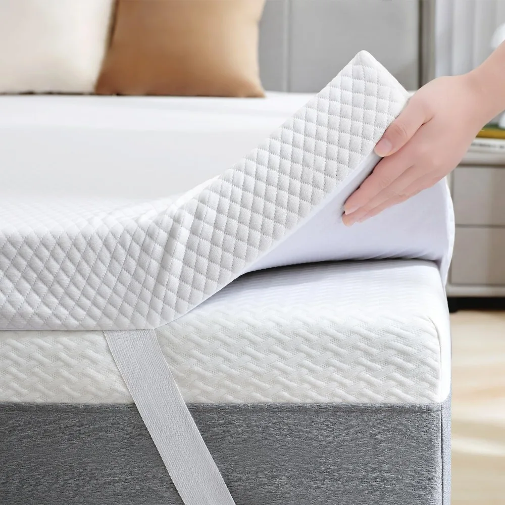 

2 Inch Gel Memory Foam Mattress Topper Twin Size, Ventilated High Density Pad for Back Pain, Bed Topper with Removable Soft Cov