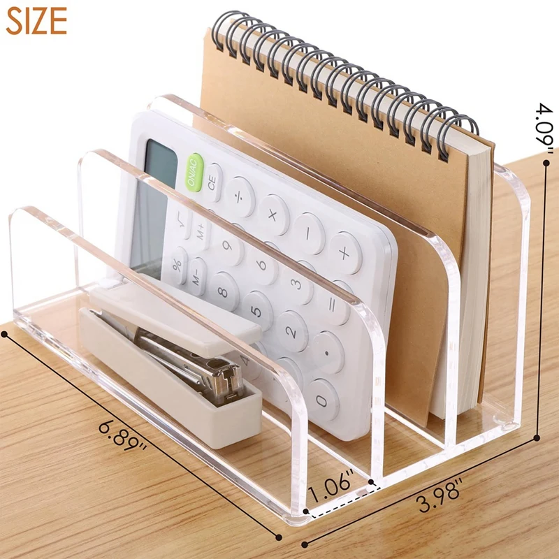 3 Compartments Mail Organizer Letter Holder For Desk ,Vertical Letter Holder,File Sorter Acrylic Desk Organizer