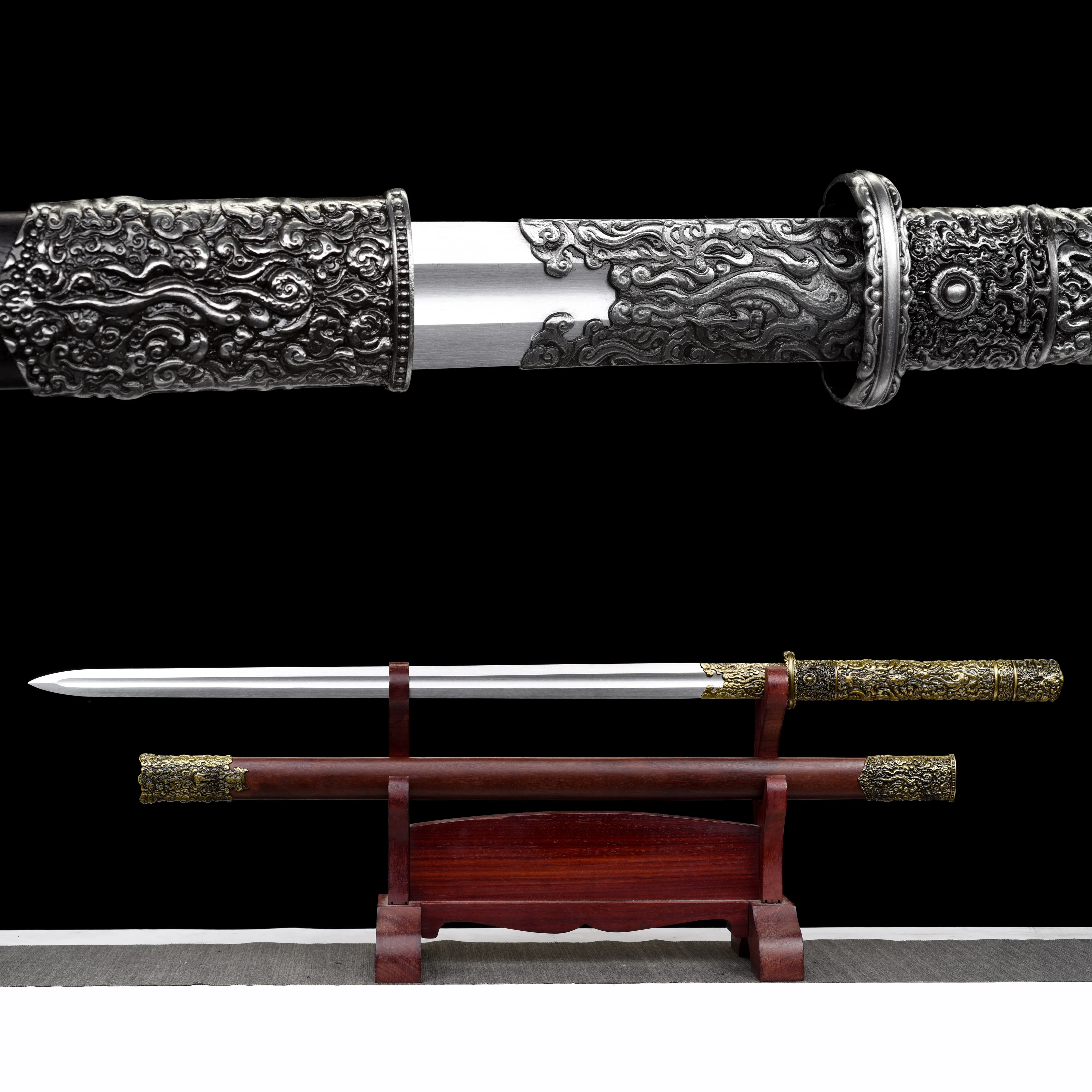 Medieval spring steel sharp single-slot Japanese samurai sword katana full tang battle preparation combat weapons Shirasaya wood