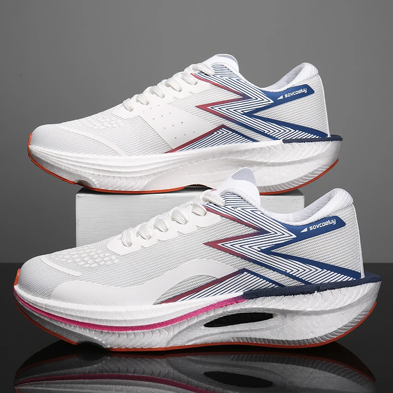 Men Women Running Shoes Marathon Air Cushion Breathable Lightweight Comfortable Sports Outdoor Athletic Sneakers Carbon Plate