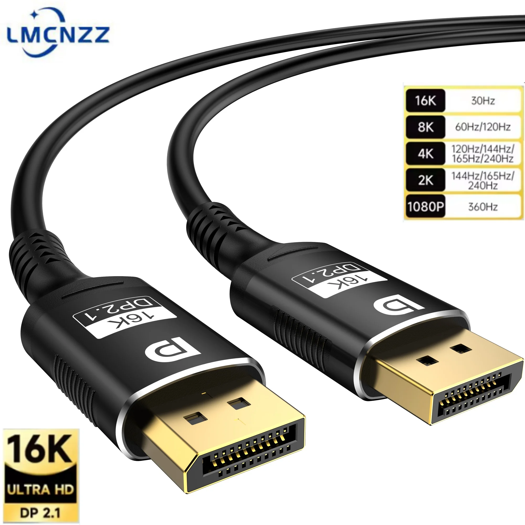 

16K DP 2.1 High Speed Display Port Cord 8K @60Hz 16k@30Hz(DSC) 80Gbps Video Audio Cable For Laptop TV Xbox Projector