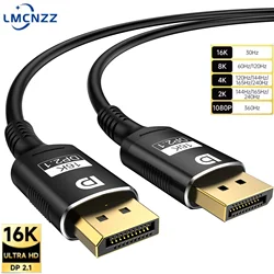 16K DP 2.1 High Speed Display Port Cord 8K @60Hz 16k@30Hz(DSC) 80Gbps Video Audio Cable For Laptop TV Xbox Projector