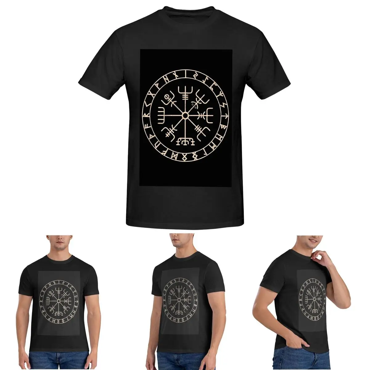 

Мужская кельтская футболка Runic Viking Compass Vegvisir, хлопковые футболки большого размера, мужские летние топы с короткими рукавами и круглым вырезом