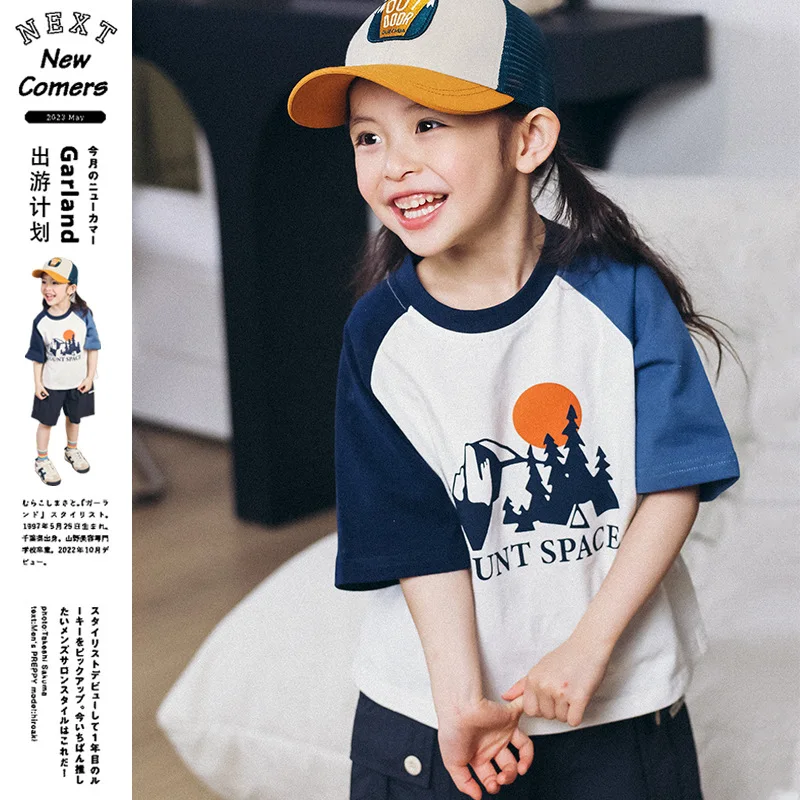 

Футболка для занятий спортом на открытом воздухе SwimmyCubs, детские летние хлопковые дышащие топы с короткими рукавами для девочек