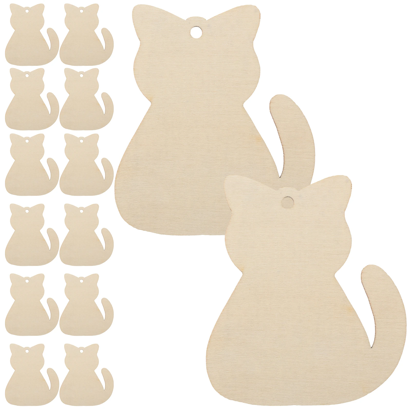 

40pcs Wood Slices Unfinished Wooden Pieces Diy Cutout Cat Craft Decoration Kids Painting Ornaments Smooth Durable