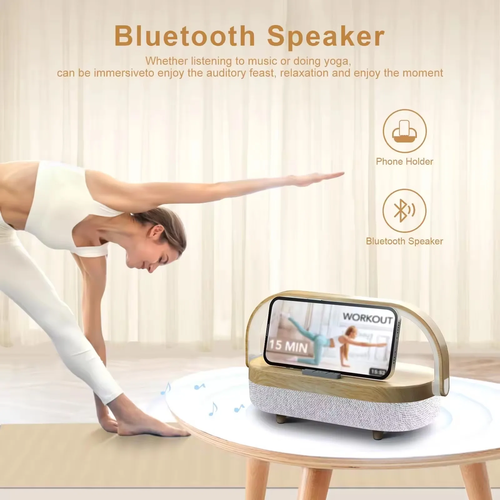 

Portable Sound Box Phone Holder Led Light Wireless Fast Charger Multifunctional Caixa De Som Bluetooth Speaker Music Box TWS/USB