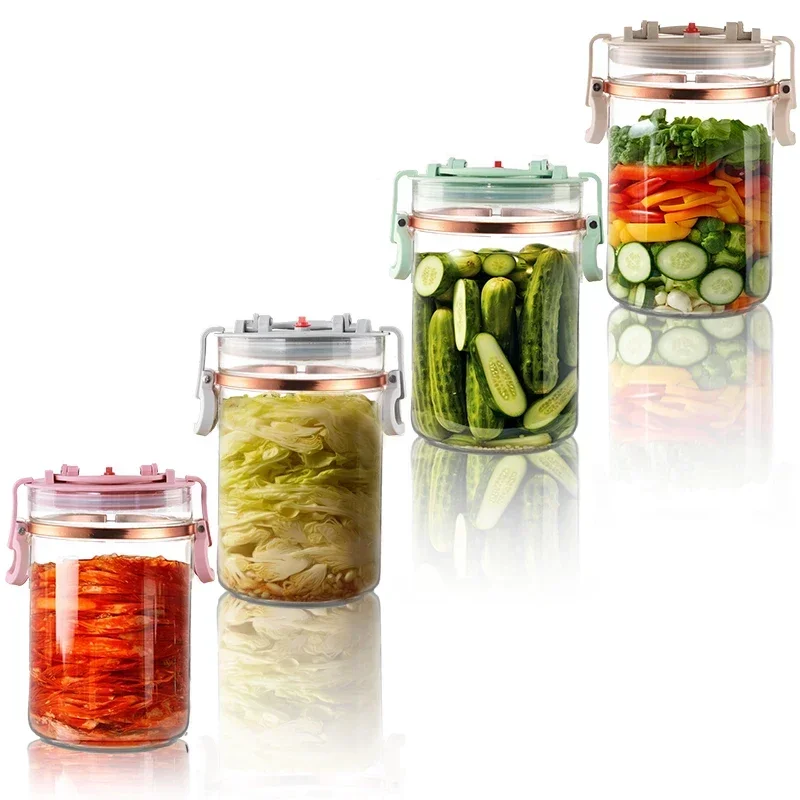 

Automatic exhaust kimchi jar glass sealed jar