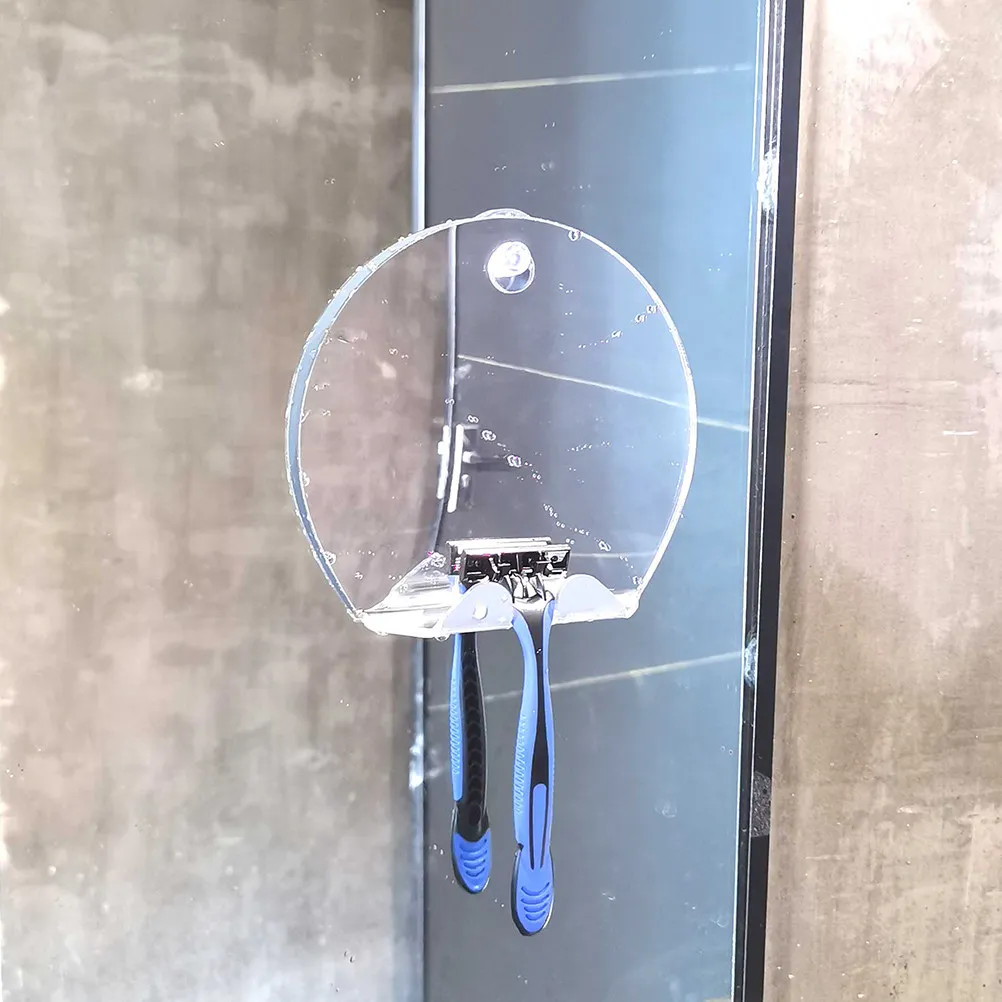 

Небьющееся круглое зеркало для ванной комнаты, серебристое, с защитой от запотевания, портативное дорожное зеркало, зеркало для бритья и макияжа с полкой для хранения