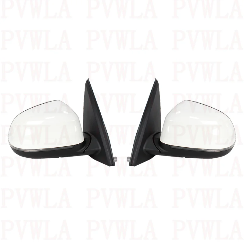 Pair Left+Right 5 Pins White Painted Heated Power Adjust Blind Line Turn Lamp Leather Mirror For BMW X5 F15 2014 2015 2016 2017