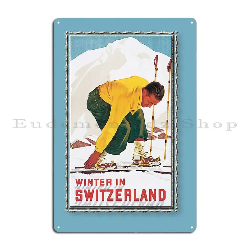 Vintage Framed Art Winter In Switzerland Metal Signs Designs Home Funny Home Garage Tin Sign Poster