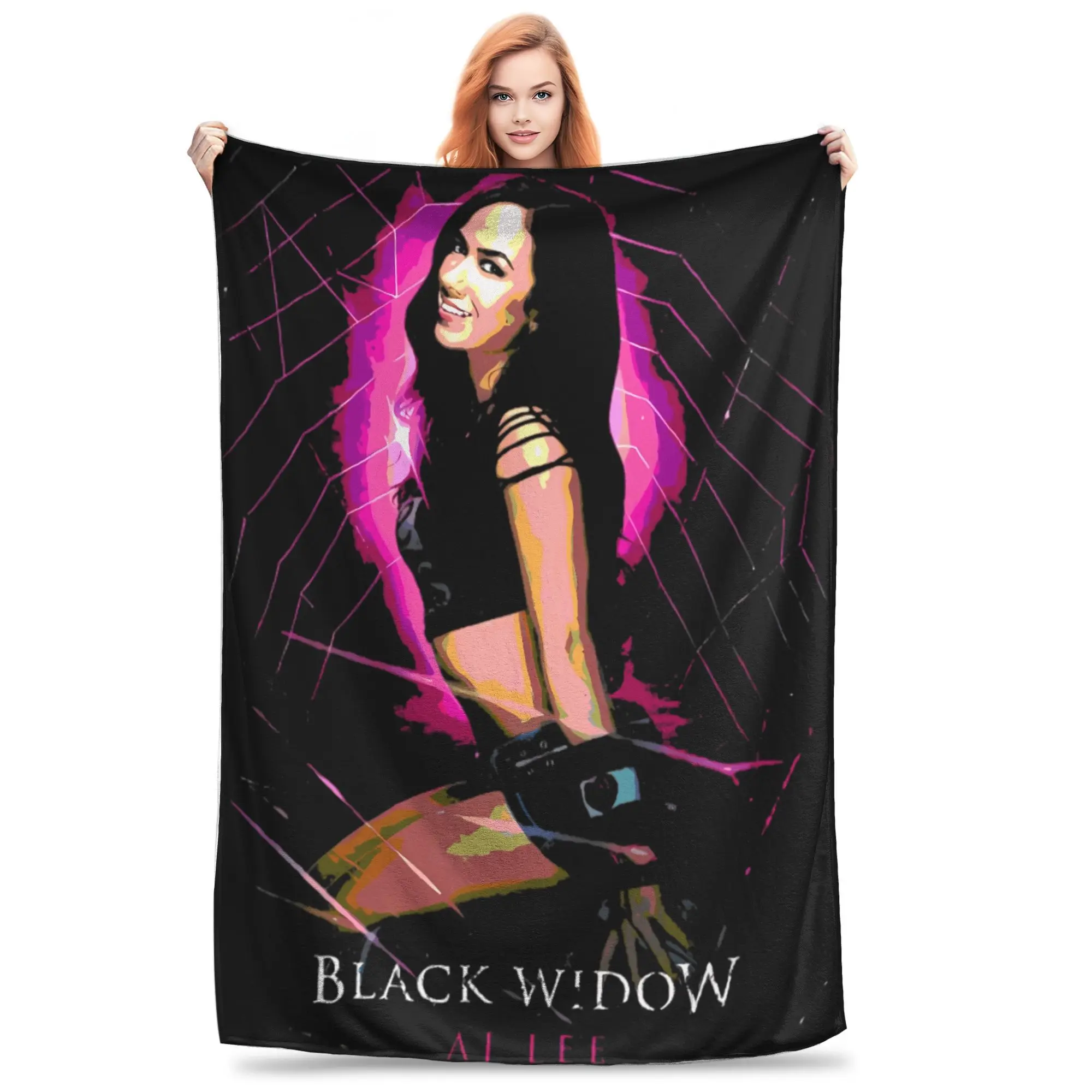 

AJ Lee Black-Widow Death Metal Blanket Travel Flannel Throw Blanket For Bedroom Soft Customized Quality Bedspread Gift