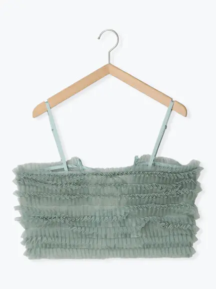 Japanische Nischenweste für Damen, elegant, Pilzrand, Schnürung, süß, niedlich, Netzweste, modisch, vielseitig, ärmellos, Sling-Top, gestapelt