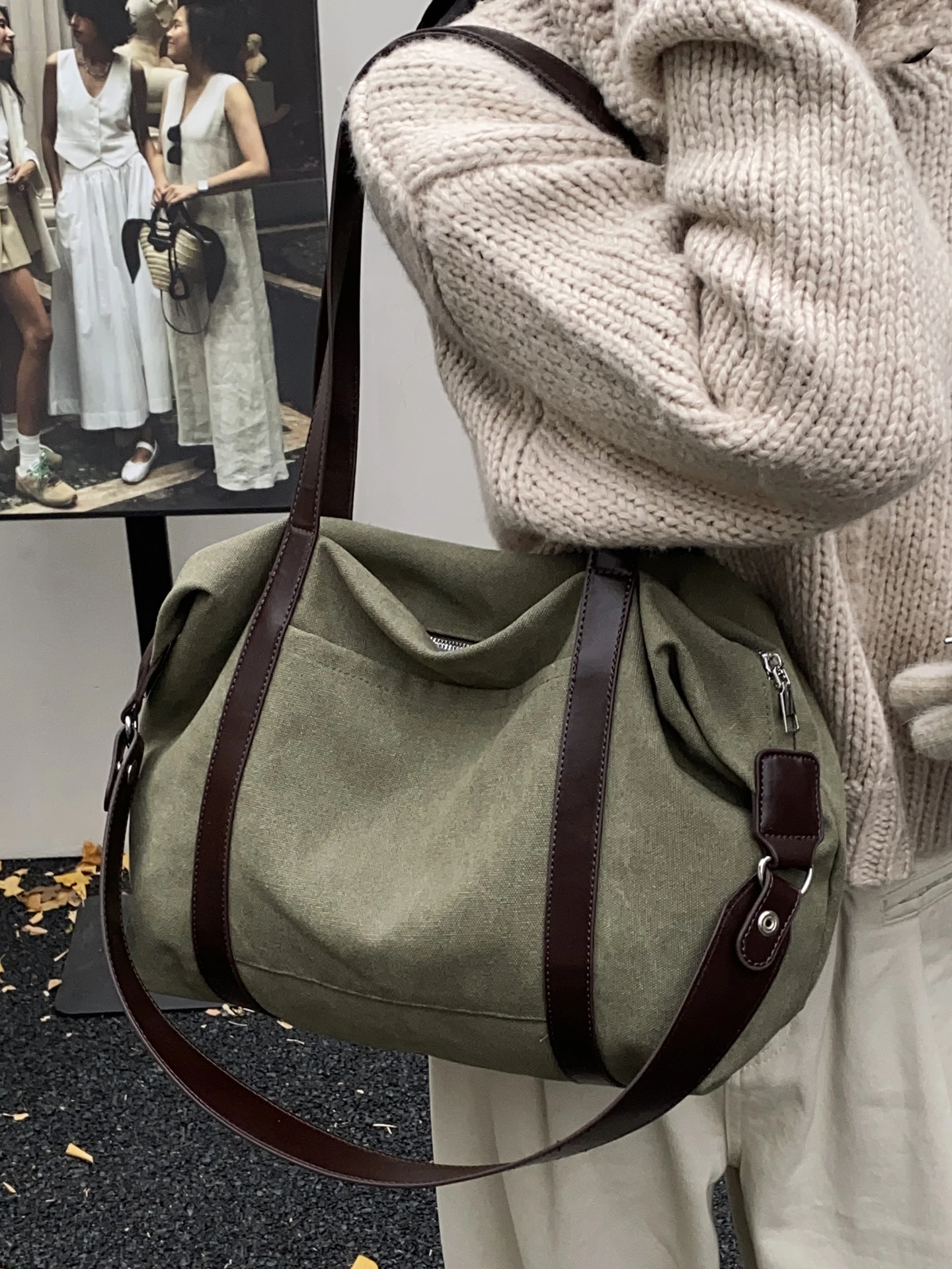 

Большая холщовая сумка через плечо Capaci для женщин, повседневная сумка Sle 2024, новая осенне-зимняя сумка-тоут, подходящая для занятий и поездок на работу